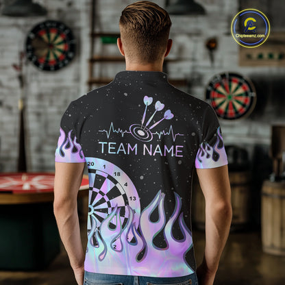 Personalized Holographic Fire Flame Darts Shirts For Men Custom Darts Team Jersey, Darts Gifts TDM7349