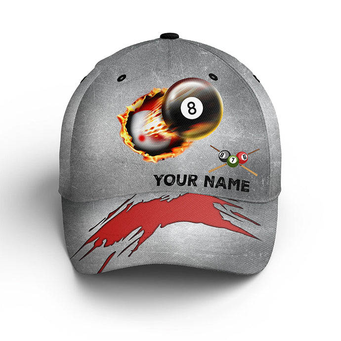 Flaming 8 Ball Custom Name 3D Printed Billiard Hats Best Caps Gifts For Friend Team TDM0212