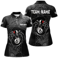 Load image into Gallery viewer, Funny Spider Web 8 Ball Pool Black Billiard Shirts For Women Custom Spider Billiard Halloween Shirts TDM2587