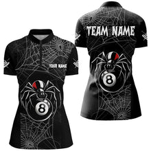 Load image into Gallery viewer, Funny Spider Web 8 Ball Pool Black Billiard Shirts For Women Custom Spider Billiard Halloween Shirts TDM2587