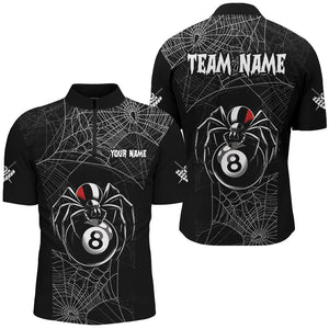 Funny Spider Web 8 Ball Pool Black Billiard Shirts For Men Custom Spider Billiard Halloween Shirts TDM2587