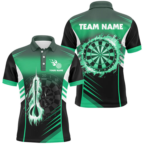 Personalized Darts Fire Arrow Men Dart Polo Shirts Custom Flame Dart Shirt Darts Jersey | Green TDM2591