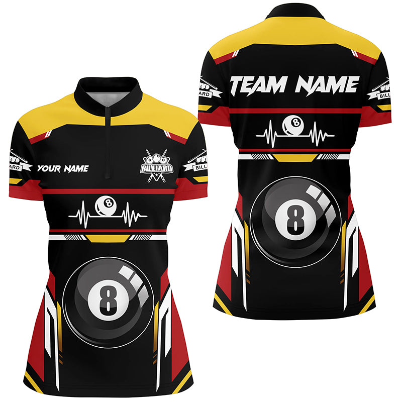 8 Ball Pool Heartbeat Billiard Women Quarter-Zip Shirts Custom Name Billiard Jerseys Shirts TDM0424