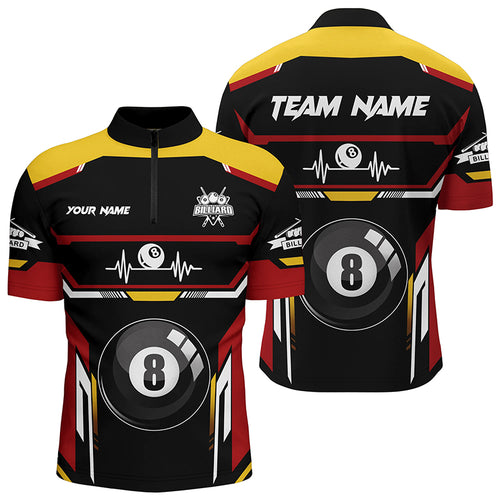 8 Ball Pool Heartbeat Billiard Men Quarter-Zip Shirts Custom Name Billiard Jerseys Shirts TDM0424