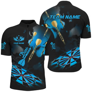 Blue Dart Board Hazy Smoke Custom 3D Dart Shirts For Men, Darts League Team Shirt Dart Jerseys TDM2842