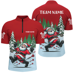 Christmas Dart Shirts For Men Custom 3D Funny Santa Print Darts Shirts Short Sleeve Dart Jerseys TDM2845