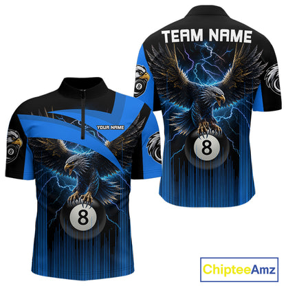 Black And Blue 8 Ball Pool Eagle Lightning Billiard Shirts For Men Custom Billiard Team Jersey TDM7981