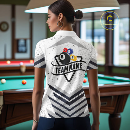 Funny Yin-Yang 8 Ball & 9 Ball Billiard Shirts For Women Custom White Grunge Pool Team Jersey TDM7984