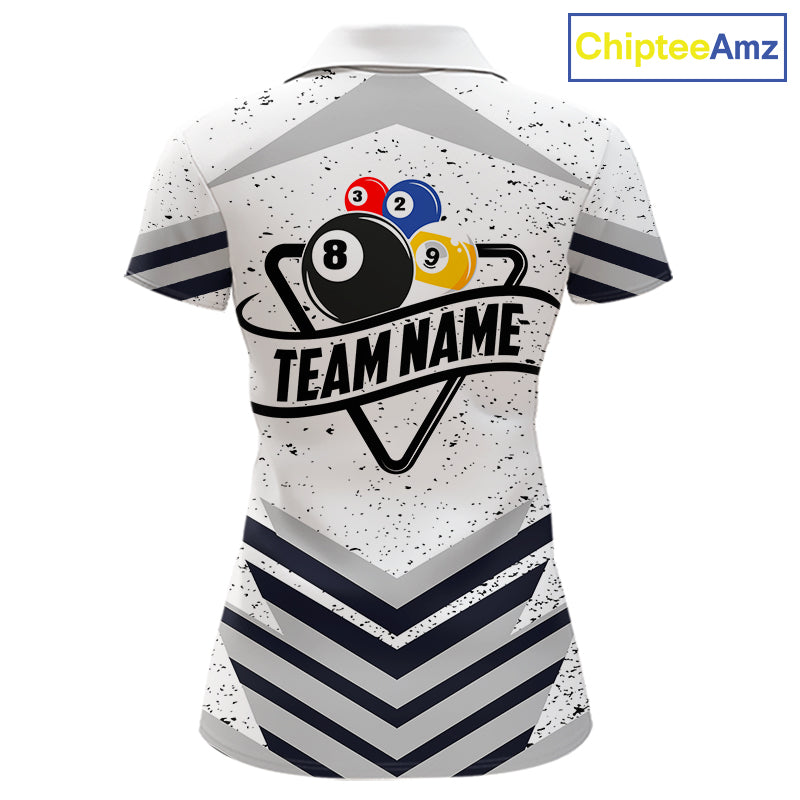 Funny Yin-Yang 8 Ball & 9 Ball Billiard Shirts For Women Custom White Grunge Pool Team Jersey TDM7984