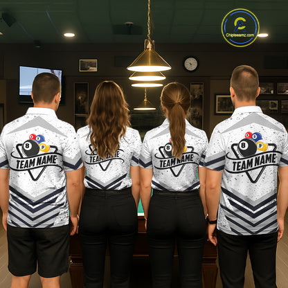 Funny Yin-Yang 8 Ball & 9 Ball Billiard Shirts For Women Custom White Grunge Pool Team Jersey TDM7984
