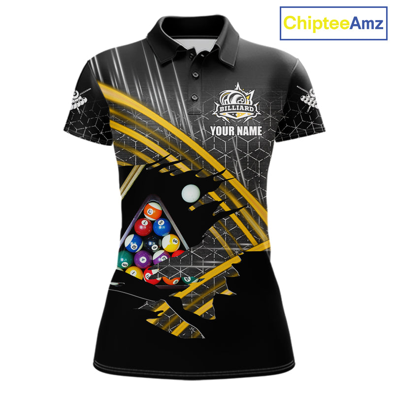 Personalized Billiard Shirts For Women Custom Yellow Billiard Pool Ball Jersey, Billiard Team Shirt TDM7989