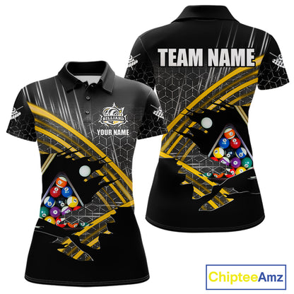 Personalized Billiard Shirts For Women Custom Yellow Billiard Pool Ball Jersey, Billiard Team Shirt TDM7989
