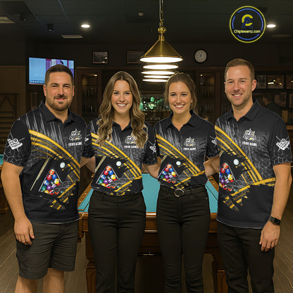 Personalized Billiard Shirts For Women Custom Yellow Billiard Pool Ball Jersey, Billiard Team Shirt TDM7989