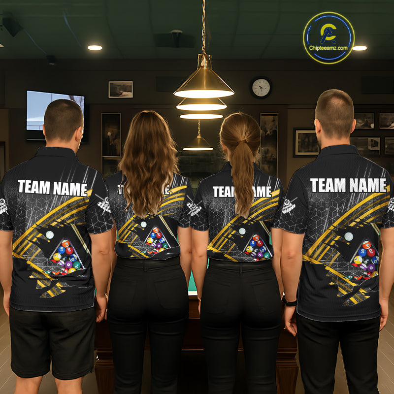 Personalized Billiard Shirts For Women Custom Yellow Billiard Pool Ball Jersey, Billiard Team Shirt TDM7989