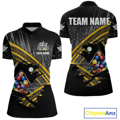 Personalized Billiard Shirts For Women Custom Yellow Billiard Pool Ball Jersey, Billiard Team Shirt TDM7989