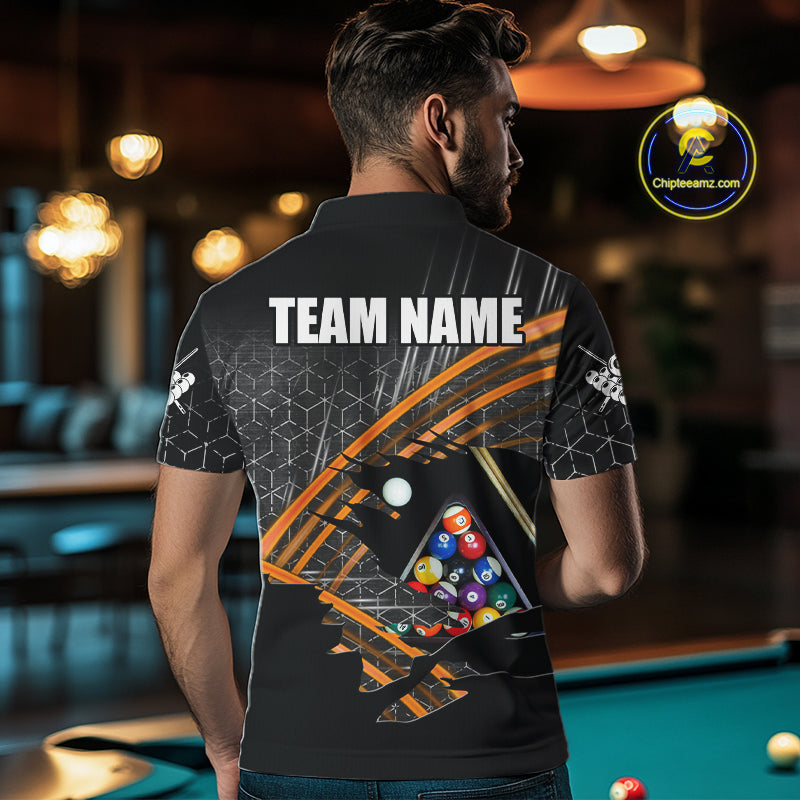 Personalized Billiard Shirts For Men Custom Orange Billiard Pool Ball Jersey, Billiard Team Shirt TDM7990