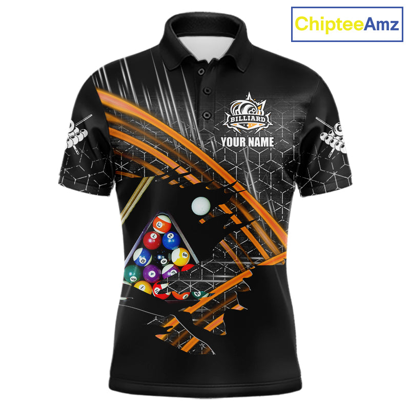 Personalized Billiard Shirts For Men Custom Orange Billiard Pool Ball Jersey, Billiard Team Shirt TDM7990