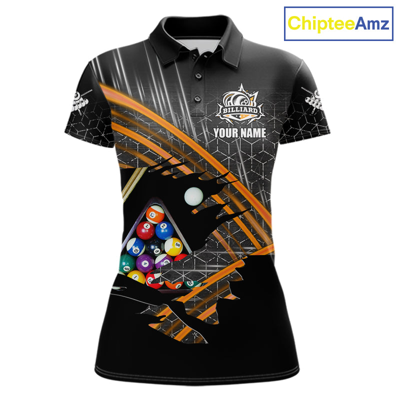 Personalized Billiard Shirts For Women Custom Orange Billiard Pool Ball Jersey, Billiard Team Shirt TDM7990