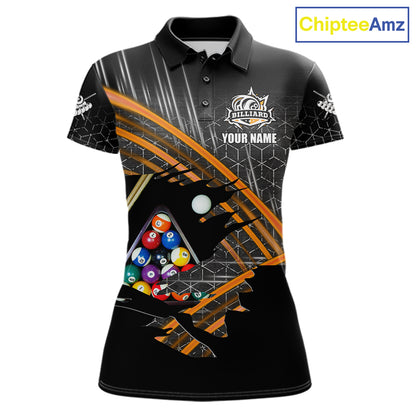 Personalized Billiard Shirts For Women Custom Orange Billiard Pool Ball Jersey, Billiard Team Shirt TDM7990