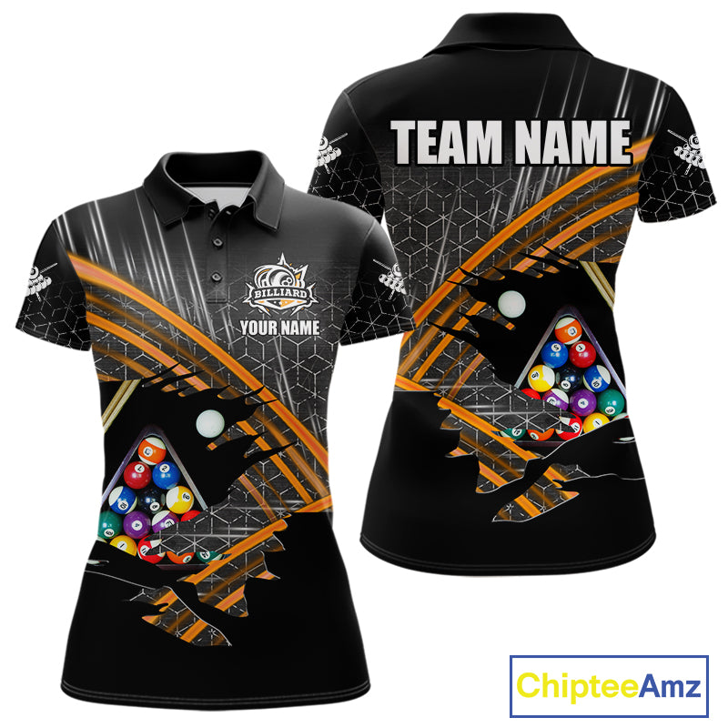 Personalized Billiard Shirts For Women Custom Orange Billiard Pool Ball Jersey, Billiard Team Shirt TDM7990