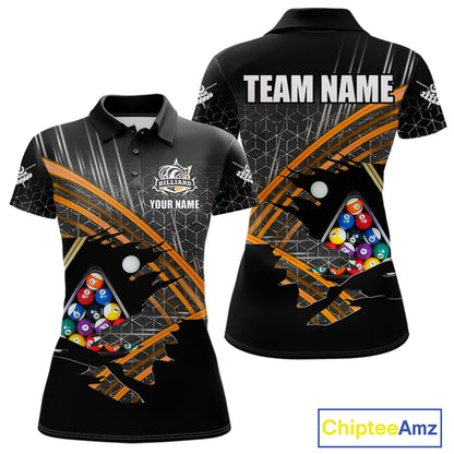 Personalized Billiard Shirts For Women Custom Orange Billiard Pool Ball Jersey, Billiard Team Shirt TDM7990
