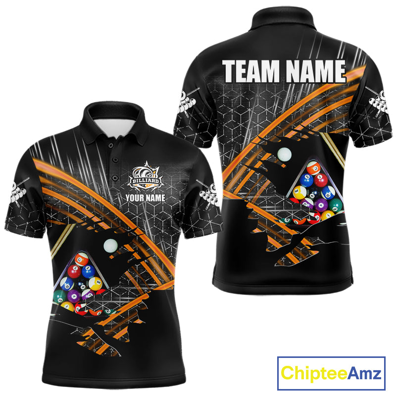 Personalized Billiard Shirts For Men Custom Orange Billiard Pool Ball Jersey, Billiard Team Shirt TDM7990