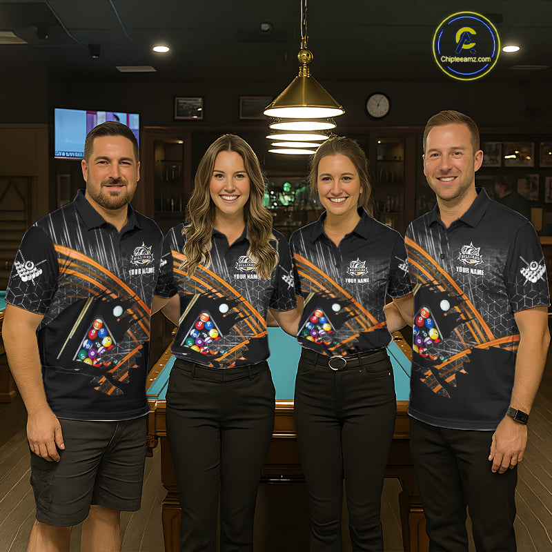 Personalized Billiard Shirts For Women Custom Orange Billiard Pool Ball Jersey, Billiard Team Shirt TDM7990