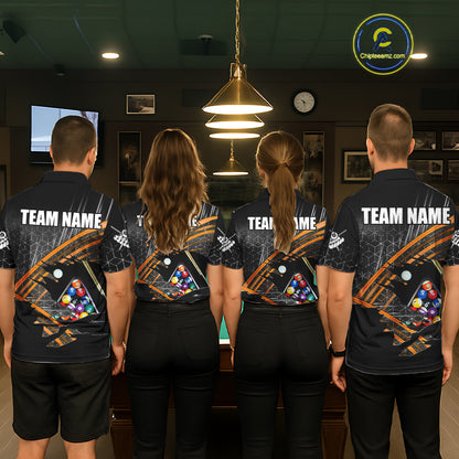Personalized Billiard Shirts For Women Custom Orange Billiard Pool Ball Jersey, Billiard Team Shirt TDM7990