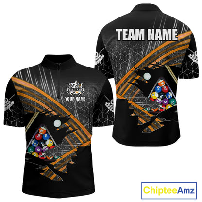Personalized Billiard Shirts For Men Custom Orange Billiard Pool Ball Jersey, Billiard Team Shirt TDM7990