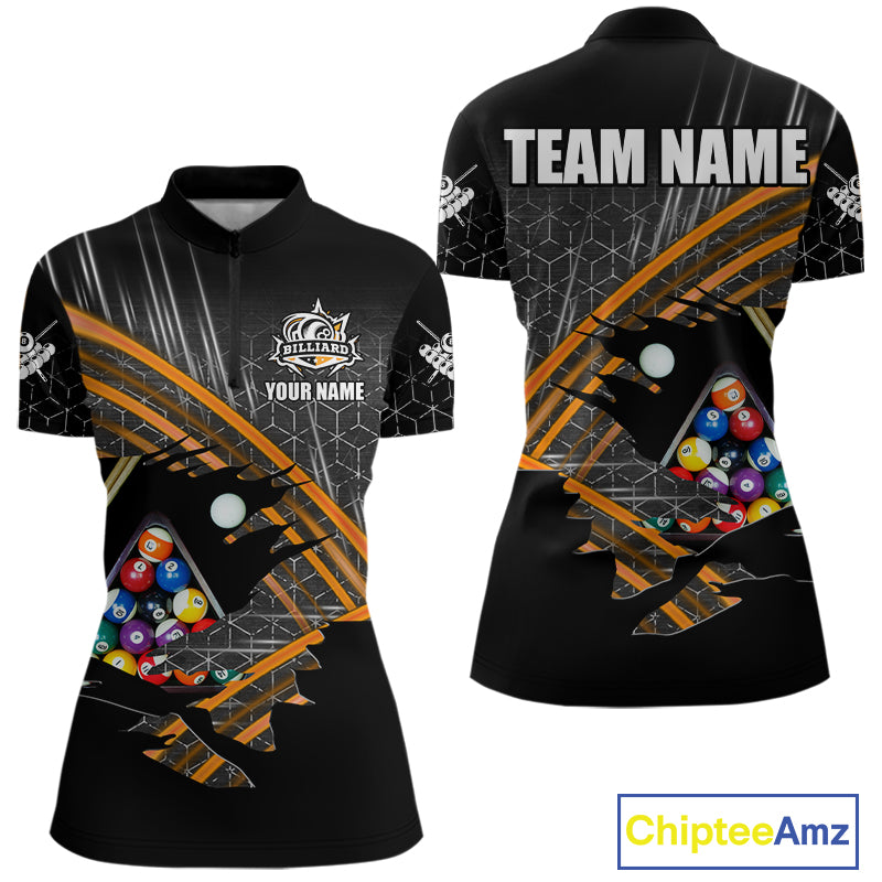 Personalized Billiard Shirts For Women Custom Orange Billiard Pool Ball Jersey, Billiard Team Shirt TDM7990