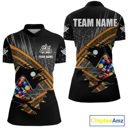 Personalized Billiard Shirts For Women Custom Orange Billiard Pool Ball Jersey, Billiard Team Shirt TDM7990