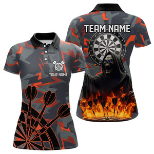 Personalized Death Skeleton Fire Camo Dart Shirts For Women Custom Camouflage Darts League Jerseys TDM3072