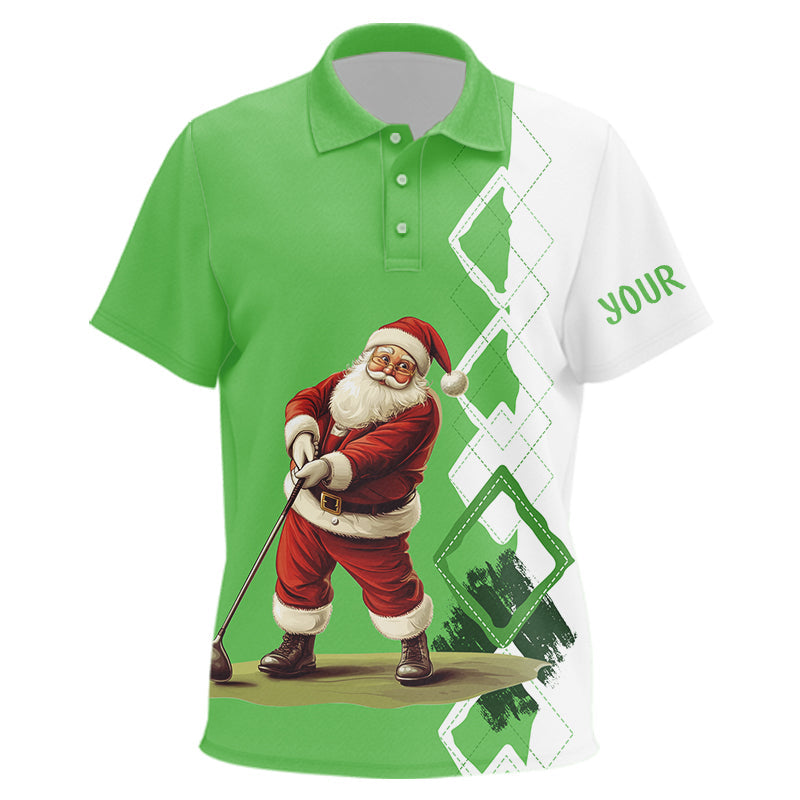 Green and white argyle Christmas Santa Kid golf polo shirts Custom Christmas Kid golf shirts NQS9024