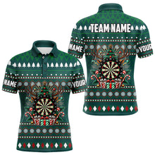 Load image into Gallery viewer, Green Christmas Pattern Custom Dart Shirts For Men, Funny Darts Christmas Gifts Xmas Dart Jerseys TDM3079