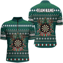 Load image into Gallery viewer, Green Christmas Pattern Custom Dart Shirts For Men, Funny Darts Christmas Gifts Xmas Dart Jerseys TDM3079