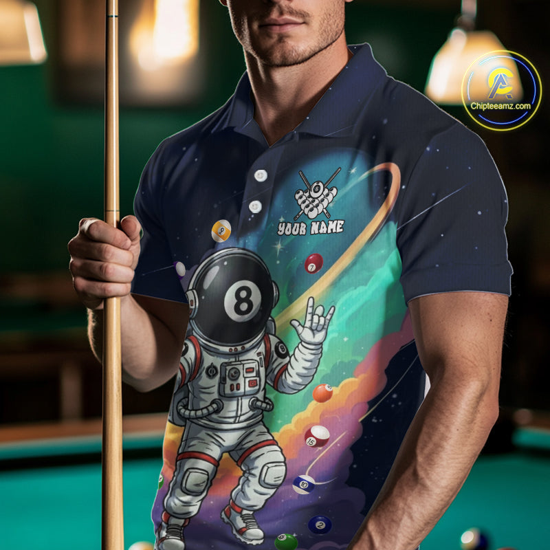 Funny Colorful 8 Ball Billiard Shirt Astronaut In Space For Men Custom Billiard Team Jersey TDM5312