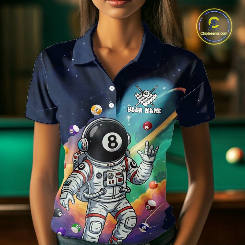 Funny Colorful 8 Ball Billiard Shirt Astronaut In Space For Women Custom Billiard Team Jersey TDM5312