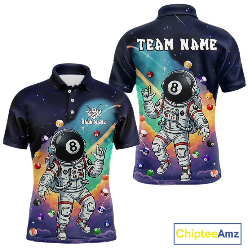 Funny Colorful 8 Ball Billiard Shirt Astronaut In Space For Men Custom Billiard Team Jersey TDM5312