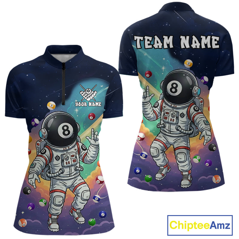Funny Colorful 8 Ball Billiard Shirt Astronaut In Space For Women Custom Billiard Team Jersey TDM5312
