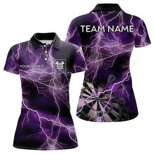 Load image into Gallery viewer, Black And Purple Thunder Lightning Dart Shirts With Pocket For Women Custom 3D Darts Team Jerseys TDM3315