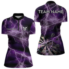 Load image into Gallery viewer, Black And Purple Thunder Lightning Dart Shirts With Pocket For Women Custom 3D Darts Team Jerseys TDM3315