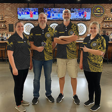 Load image into Gallery viewer, Personalized Yellow Tribal Darts Polo &amp; Quarter Zip Custom Dart Shirts For Women Dart Jerseys TDM5568