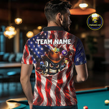 Load image into Gallery viewer, Glowing American Flag Funny 8 Ball Billiard Shirt For Men Custom Patriotic Pool Team Jersey TDM5570