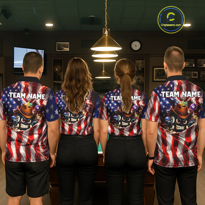 Glowing American Flag Funny 8 Ball Billiard Shirt For Men Custom Patriotic Pool Team Jersey TDM5570