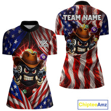 Load image into Gallery viewer, Glowing American Flag Funny 8 Ball Billiard Shirt For Women Custom Patriotic Pool Team Jersey TDM5570