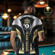 Load image into Gallery viewer, Personalized Crown 8 Ball Billiard Shirt For Men Custom Billiard Tournament Pool Team Jersey |Gold TDM5571