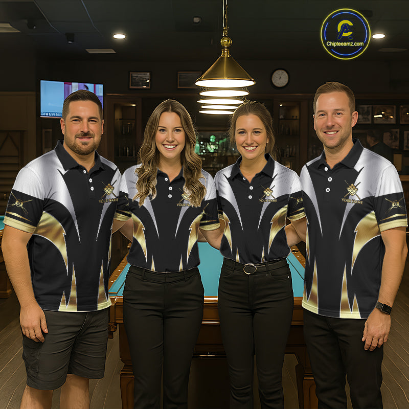 Personalized Crown 9 Ball Billiard Shirt For Men Custom Billiard Tournament Pool Team Jersey |Gold TDM5572