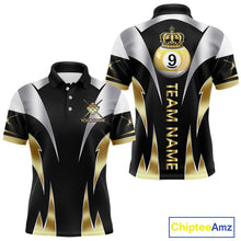 Load image into Gallery viewer, Personalized Crown 9 Ball Billiard Shirt For Men Custom Billiard Tournament Pool Team Jersey |Gold TDM5572