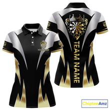 Load image into Gallery viewer, Personalized Crown Darts Shirt For Women Custom Darts Tournament Jersey Team Polo &amp; 1/4 Zip |Gold TDM5573
