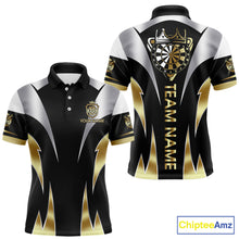 Load image into Gallery viewer, Personalized Crown Darts Shirt For Men Custom Darts Tournament Jersey Team Polo &amp; 1/4 Zip |Gold TDM5573